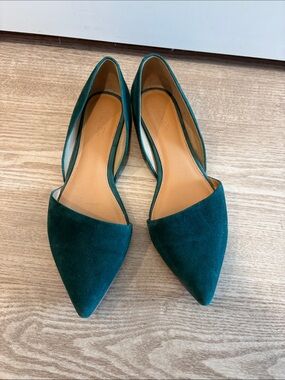 J. Crew Teal Suede Pointed D'Orsay Flats